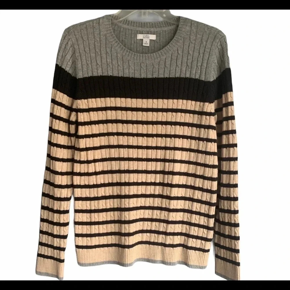 Croft & Barrow Stripe Cable Knit Pullover Sweater